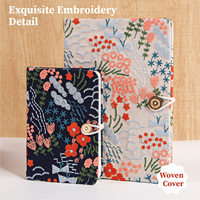Journal artistique en coton et lin avec couverture en tissu brodée à la main pour femme, mariée, pour l'écriture créative