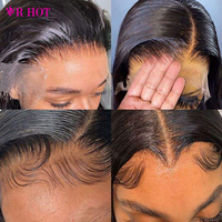 Peluca de Cabello Humano Vietnamita Virgen con Densidad del 180%, Peluca Frontal Completa con Encaje HD Natural, Peluca de Encaje Frontal para Mujeres Negras