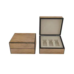 wholesale 3 bottles essential oil mdf wooden packaging wood perfume box supplier