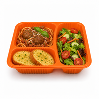 Plateau de préparation de repas en PP de qualité alimentaire à 3 compartiments, personnalisable en gros, thermoscellable, compatible micro-ondes et réfrigérateur pour plats préparés