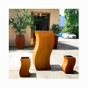 Jardinière en <span class=keywords><strong>acier</strong></span> corten, forme personnalisée découpée au laser, forme géométrique longue et carrée, pour pots de fleurs, jardinière irrégulière en métal - Product Image 3