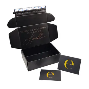 En gros de haute qualité taille personnalisée boîte en carton ondulé noir et rose ensemble cosmétique boîte postale pour cosmétique