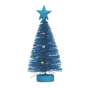 6.2 Inch Mini Blue <b>Artificial</b> Christmas <b>Tree</b> with Glitter Star & Colorful Balls Ornaments - Desktop Xmas Decor for Home Party - Product Image 1