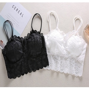 Élégant Sexy Femmes Sans Manches Floral Évider Solide Gilet Crochet Débardeurs Dentelle Soutien-Gorge Belle Nude Sexy <span class=keywords><strong>Sein</strong></span> En Gros - Product Image 2