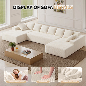 Cloud Extendable Sectional Chaise Lounge U-Shaped No Assembly Required Deep Seat Modular Set Hall Sponge <b>Foldable</b> - Product Image 4