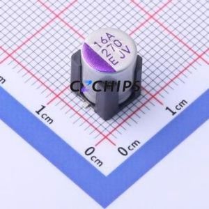 ตัวเก็บประจุแบบไฮบริดของเหลว-ของแข็งอะลูมิเนียมอิเล็กโทรไลต์ชนิด SMD รุ่น 25PJV270MVB8X10.5 ขนาด D8xL10.5 มม. ความจุ 270uF ค่าความคลาดเคลื่อน 20% แรงดัน 25V กระแสไฟ 1.92A ความถี่ 100kHz - Product Image 1