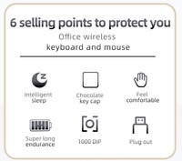 Clavier et souris sans fil pour bureau, ensemble clavier et souris ergonomique pour ordinateur, clavier et souris sans fil 2,4 G