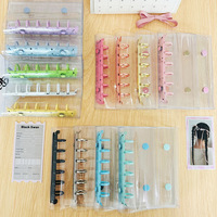 A7 Transparent Style Coréen Double Fournitures Scolaires et de Bureau Album Photo PVC 2 Boutons 6 Trous Mignon Mini Reliure à Anneaux
