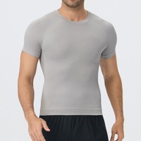 T-shirt d'été pour homme, sportif, uni, à manches courtes, ample, pour l'entraînement en plein air, la course à pied, respirant et à séchage rapide