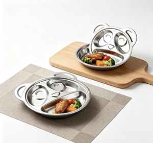 ถาดเสิร์ฟอาหารสแตนเลส FLEY สำหรับเด็ก พร้อมช่องแบ่งอาหาร 3 ช่องแยกอิสระ - Product Image 3