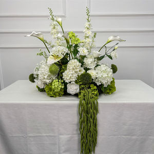 <span class=keywords><strong>Bouquet</strong></span> <span class=keywords><strong>de</strong></span> fleurs artificielles moderne pour mariage, thème blanc <span class=keywords><strong>et</strong></span> vert, 70 cm, grande fleur d'allée avec guirlande suspendue pour décoration d'autel - Product Image 1