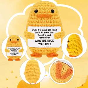 Animaux en peluche en crochet faits main, canard positif tricoté, avec cartes positives, cadeaux de Noël pour hommes et femmes - Product Image 2