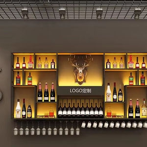 Estantería Industrial de vino tinto, mueble creativo montado en la pared, gabinete de vino, estante de exhibición de hierro para restaurante, barra de viento Industrial - Product Image 4