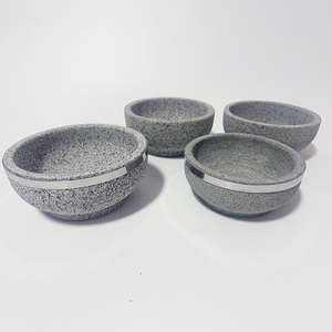 한국 레스토랑을위한 나무 쟁반이있는 한국 돌 그릇 화강암 돌 그릇 - Product Image 2