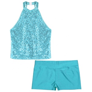 Ensemble de danse pour filles de 6 à 16 ans, fabricant de costumes de danse, vente en gros de hauts et shorts pour la gymnastique, compétition, spectacle sur scène - Product Image 4