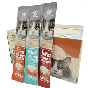 Fournisseur d'usine 15g Friandises à lécher pour chats OEM ODM Nourriture humide naturelle pour chats au thon, saumon, poulet, Snacks crémeux pour chats en gros - Product Image 1