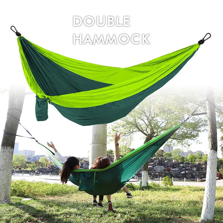 HOMFUL Portable Camping Lightweight Parachute Double HammockとStraps