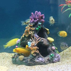 Accessoires pour aquariums Faux récif de corail Résine Rock <span class=keywords><strong>Cave</strong></span> Ornements Betta Fish House Fish Tank Paysage Décoration - Product Image 3