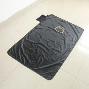 YASEEN Muslim Novelty Kaaba Print Square Dutch Velvet Non-Slip Prayer Rug with Matching <b>Rosary</b> Set - Product Image 1
