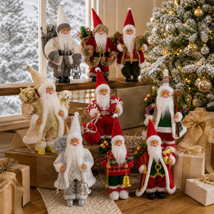Dropshipping Shopify 12 Inch Christmas <b>Santa</b> Claus <b>Standing</b> Plush Figure Window Display Holiday Decor - Product Image 4