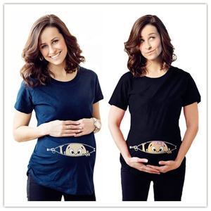 Haut de maternité personnalisé pour l'été, t-shirt amusant à imprimé dessin animé pour femmes enceintes, respirant, en jersey polyester/coton écologique - Product Image 3
