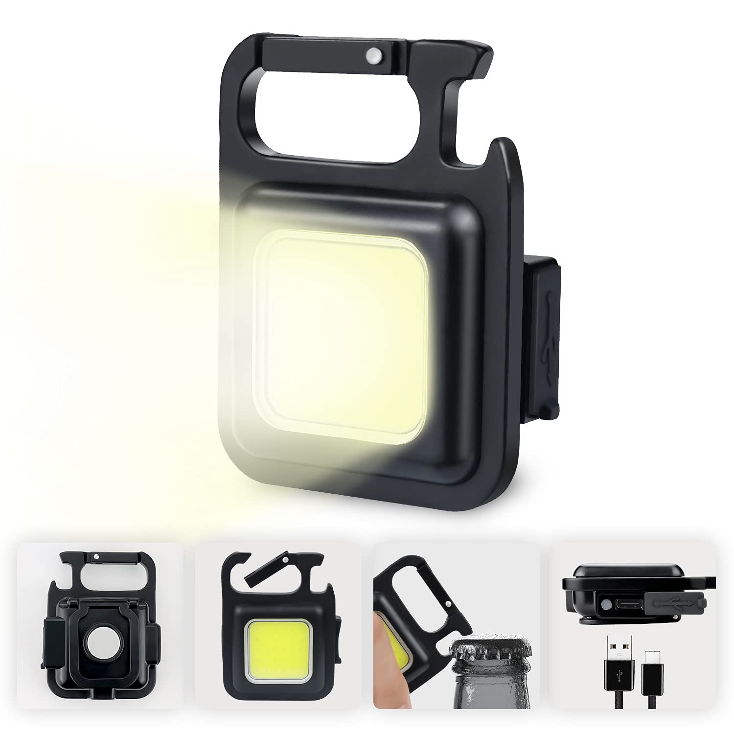 UMIONE Wholesale Metal Keychain Flashlights Usb Rechargeable Cob Led Mini Working Light IP44 Magnetic Camping Lamp with Hook