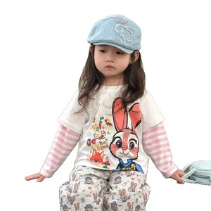 Girls Bunny T-Shirt And Sweatpants Set Cotton Cartoon Print Spring Autumn Outfit Two Piece Clothes For Kids - Product Image 5
