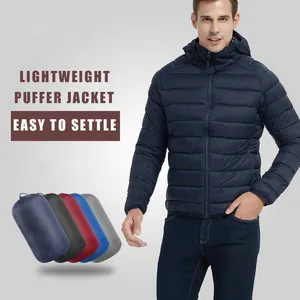 Высококачественная легкая зимняя мужская одежда с капюшоном, куртка-пуховик на утином пуху для зимы, хлопковая ткань