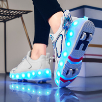 Chaussures de roller d'extérieur tendance avec 4 roues rétractables et LED, chaussures de sport pour enfants