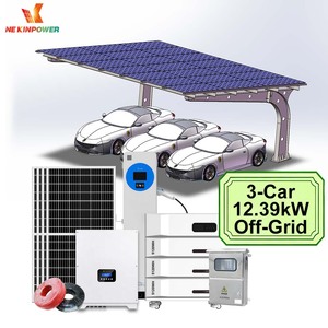 Système d'énergie solaire pour carport 12,39 kW, 3 postes, raccordé au réseau, avec batterie 14 kWh, revêtement PVC pour toit d'usine - Product Image 3