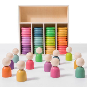 Bambole per bambini Mini Ferrule giocattolo umanoide di corrispondenza di colore giocattolo giocattolo educativo in legno uomo - Product Image 1