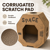 Lit pour chaton en carton ondulé Space Kraft, meuble d'intérieur pour animaux de compagnie, maison pour chat, griffoir