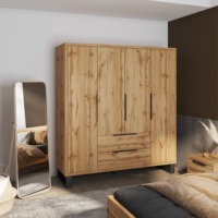 Ensemble de meubles de chambre à coucher moderne et écologique en bois brun, avec commode et armoire de luxe à pieds métalliques, vente en gros