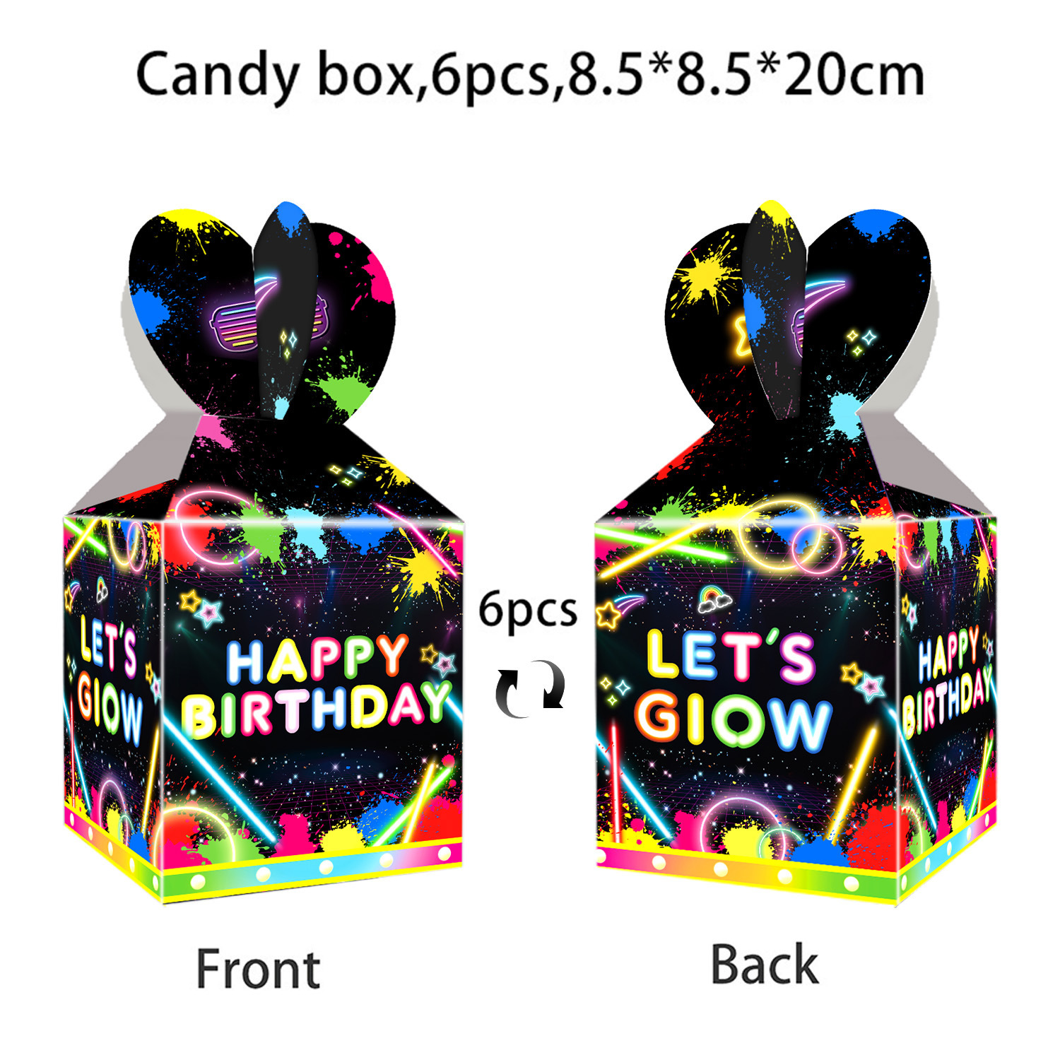 Boîte à bonbons noire x 6 pièces