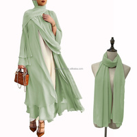 Vêtements modestes pour femmes musulmanes, abaya ouverte, cardigan uni, robe longue en mousseline, style doux, manches longues, Moyen-Orient