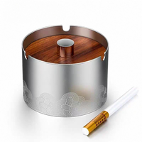 Cendrier rond moderne en acier inoxydable sans fumée, finition argentée et dorée, pour bureau, cadeau, logo personnalisé, vente en gros
