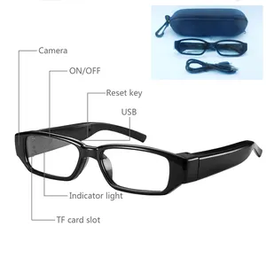 Toptan casus gözlük ile mikrofon-Gizli casus 1080p 2mp 30fps giyilebilir vücut casus güvenlik mini gözlük video kamera cam mikro casus güvenlik kamerası