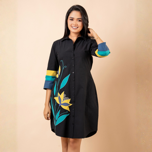 Vestido Corto Negro de Alta Calidad con Bordado y Apliques, Estilo Casual Premium para Mujer - Product Image 6