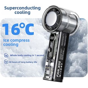 Ventilador Portátil Mini Turbo X05 Popular para Uso Externo com Display Digital e Bateria de 2000mAh-4000mAh de Baixa Consumo - Product Image 1