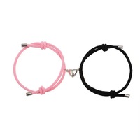 QUSEDINY Simple argent plaqué métal corde bijoux de mode meilleur ami amitié Couple longue Distance amour coeur magnétique