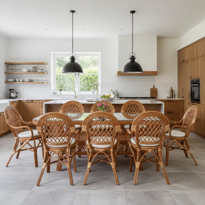 Ensemble de salle à manger en rotin traditionnel JAVA, très demandé, avec table longue et design confortable, idéal pour hôtels et villas, origine Indonésie - Product Image 5