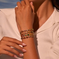 KITI Bracelet de luxe en acier inoxydable et or 18 carats avec cristaux de zircon arc-en-ciel Bijoux de mode étanches pour femmes