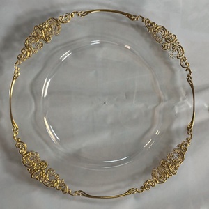 Assiettes de présentation transparentes acryliques Reef Gold Rim Assiettes à dîner en plastique jetables pour <span class=keywords><strong>assiette</strong></span> de mariage - Product Image 3