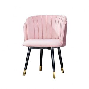 Modern <strong>Dining</strong> <strong>Chair</strong> Pink <strong>Velvet</strong> Upholstered Armchair Shell <strong>Chair</strong> Accent <strong>Chair</strong> for Hotel - Product Image 1