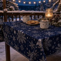 Nappe de table de restaurant de Noël imperméable brodée avec logo personnalisé GSM, housses rondes et rectangulaires pour la décoration de salle à manger d'hôtel