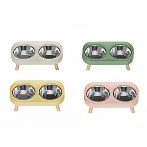 Atacado <span class=keywords><strong>Elevated</strong></span> Stainless Steel Double Cat <span class=keywords><strong>Dog</strong></span> Bowl - Anti-Tip Anti-Splash, Pescoço Proteção Food Water Set, Food-Grade - Product Image 4