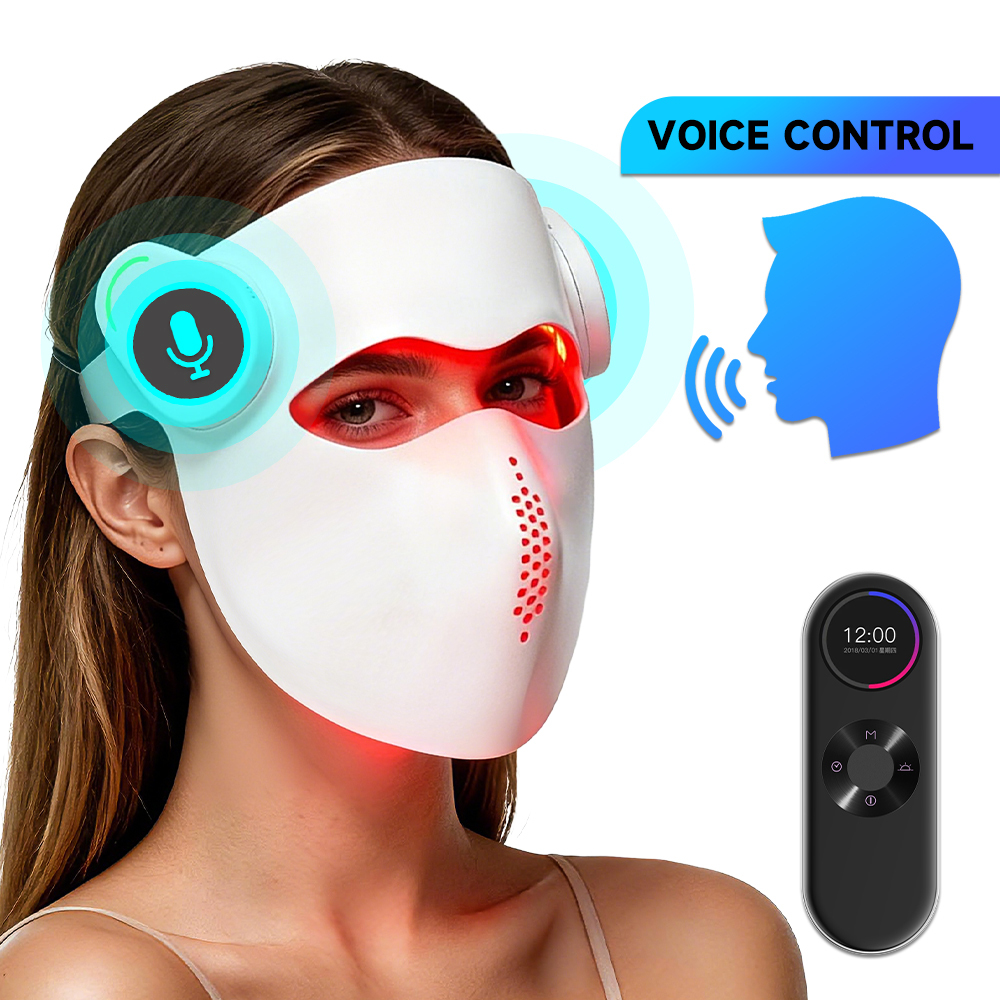 AI Voice Control Wireless Red Light Therapy Mask Silicone Infrared Led Light Face Mask