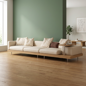Modern Minimalist Teak Wood Modular Fabric Sofa Set for Living Room Luxury Nordic Cream Style Sectional Couch Eco-Friendly - Product Image 3