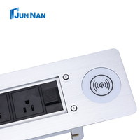 Prise de courant en alliage d'aluminium avec chargeur sans fil pour table de conférence, prise de courant motorisée escamotable pour bureau