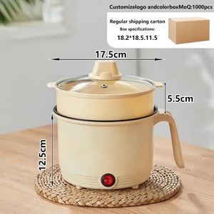 Casserole électrique de cuisine de style chinois avec couvercle en verre trempé, utilisation domestique et extérieure, revêtement antiadhésif, température - Product Image 4